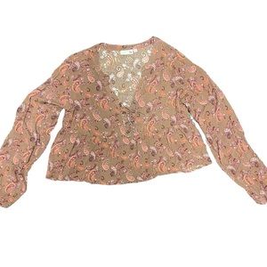 NWT So Brand Paisley Blouse Boho Western Size XS